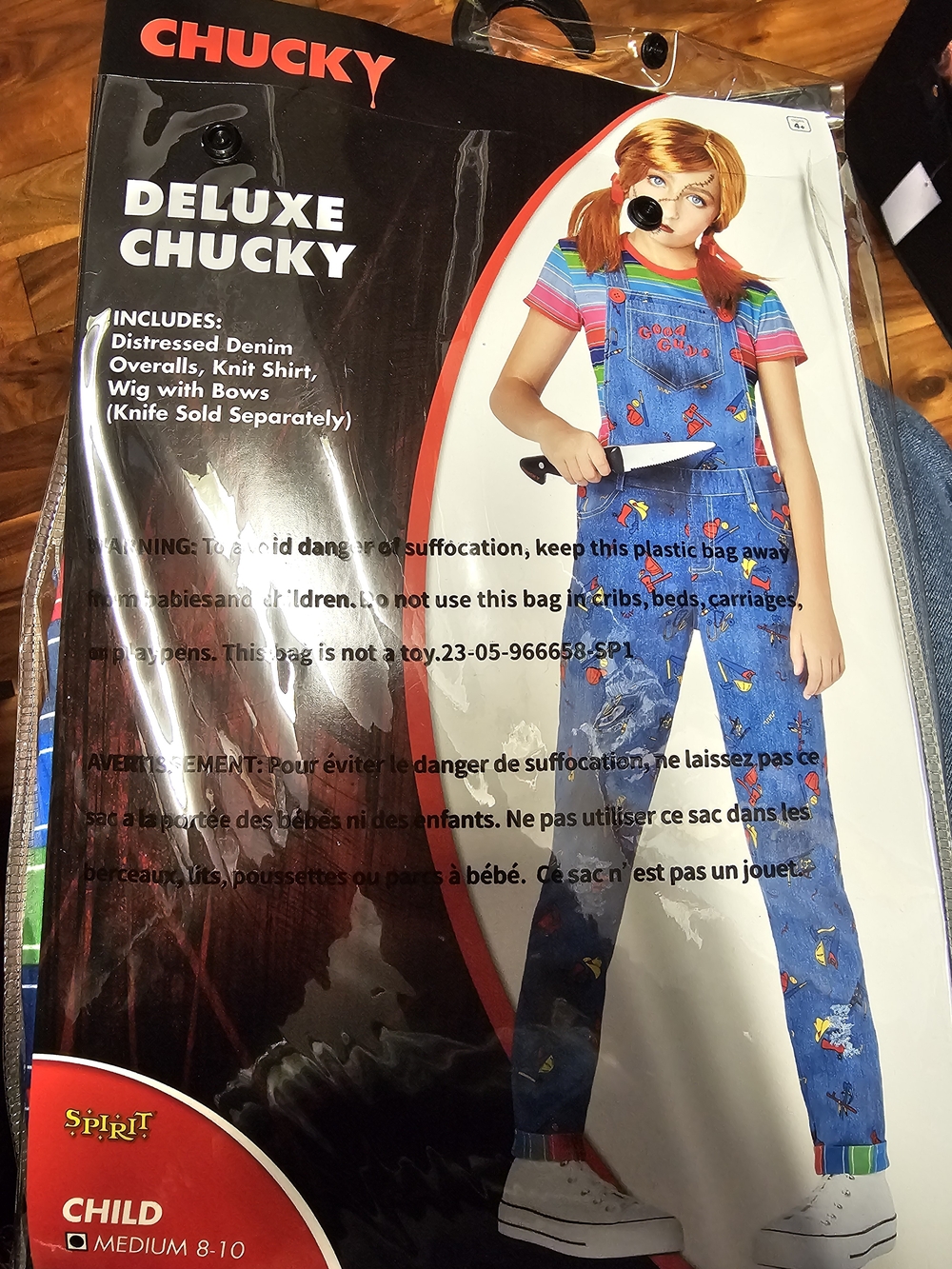 Deluxe Chucky Child Costume Overalls and Knit Shirt 8 - 10yrs old
